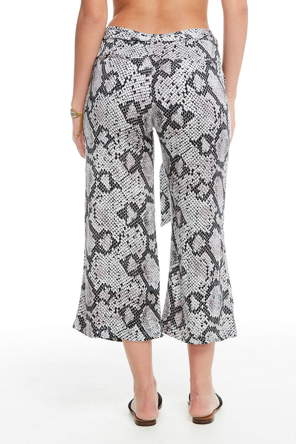 Chaser, Women - Denim,  Chaser Heirloom Wovens Tie Waist Culottes - Snake Print