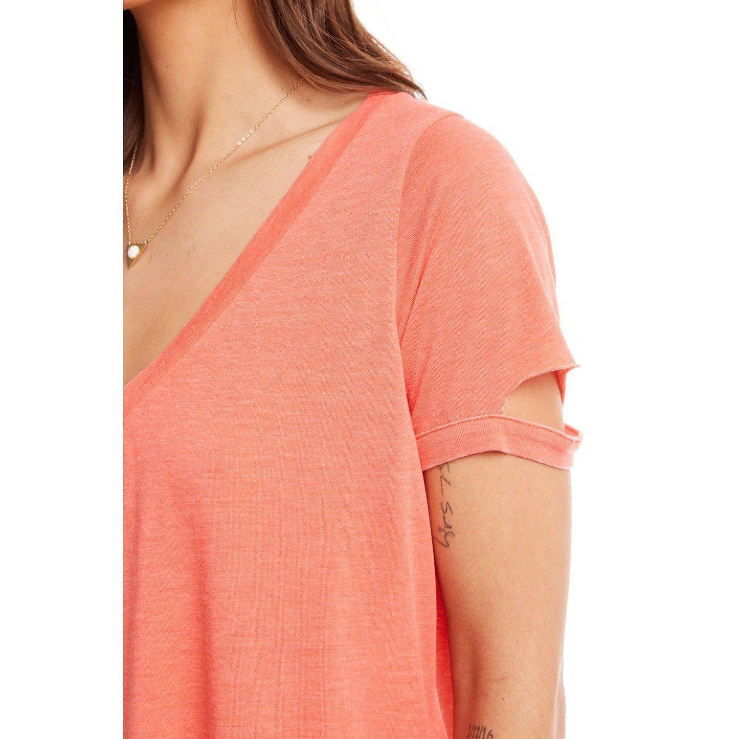 Chaser, Women - Tees,  Chaser Vintage Jersey Vented Short Sleeve Deep V-Neck Tee