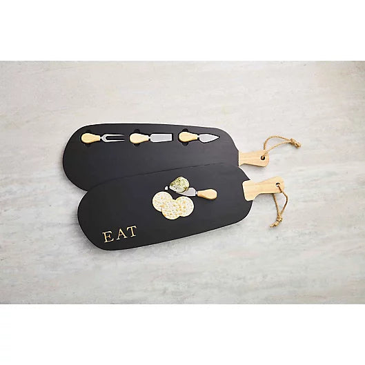 Mud Pie Cheese Board And Utensil Set In Black - Eden Lifestyle