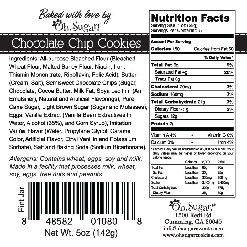 Chocolate Chip Cookies - Colorful Stripes Asst - Pint Jars - Eden Lifestyle