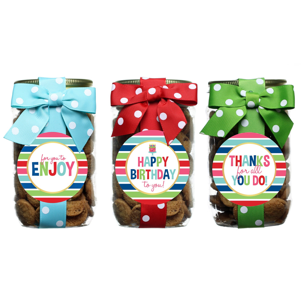 Chocolate Chip Cookies - Colorful Stripes Asst - Pint Jars - Eden Lifestyle