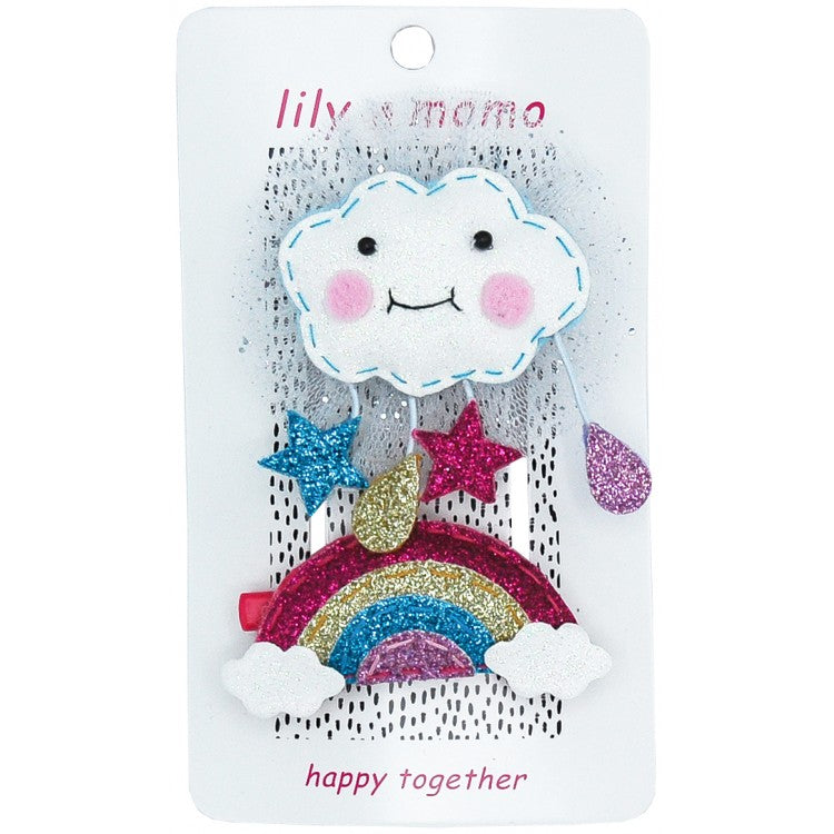 Lily & Momo, Accessories - Bows & Headbands,  Lily & Momo Cloudy Day and Rainbow Hair Clip Set