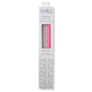 Confetti + Pink Reusable Straw Set - Eden Lifestyle
