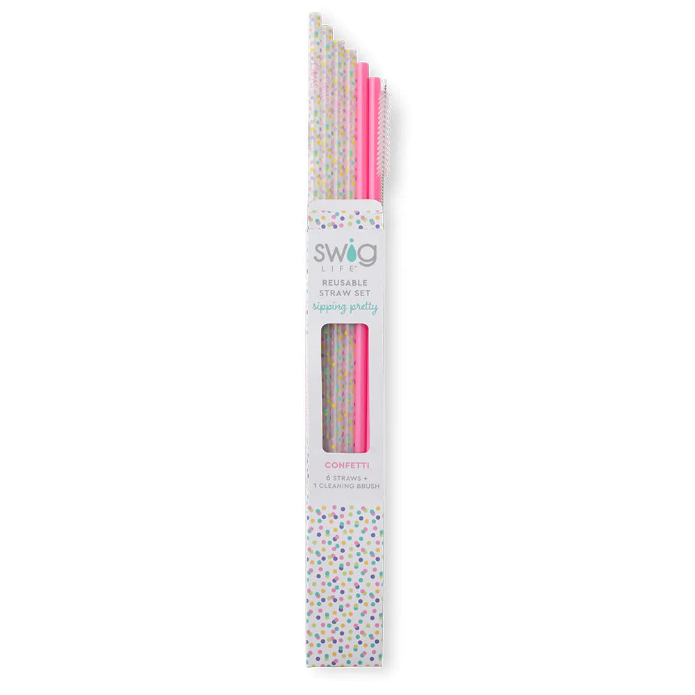 Confetti + Pink Reusable Straw Set - Eden Lifestyle