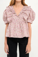 Cotton Floral Ruffled Top - Eden Lifestyle