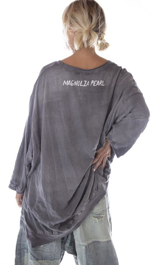 Magnolia Pearl, Magnolia Pearl,  Magnolia Pearl Cotton Jersey Oversized Hi Lo Baja Surf Francis Pullover T with Distressing and Fading