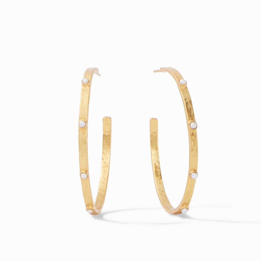 Julie Vos, Accessories - Jewelry,  Julie Vos - Crescent Stone Gold Pearl Hoop Extra Large