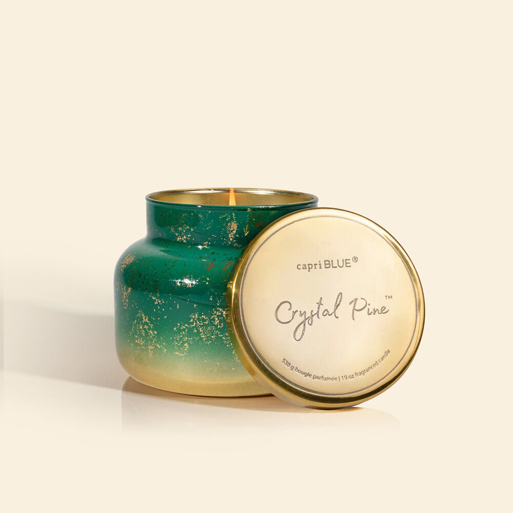 capri BLUE Crystal Pine Glimmer Signature Jar, 19 oz - Eden Lifestyle