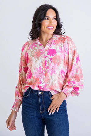 Floral VNeck Smocked Top - Eden Lifestyle