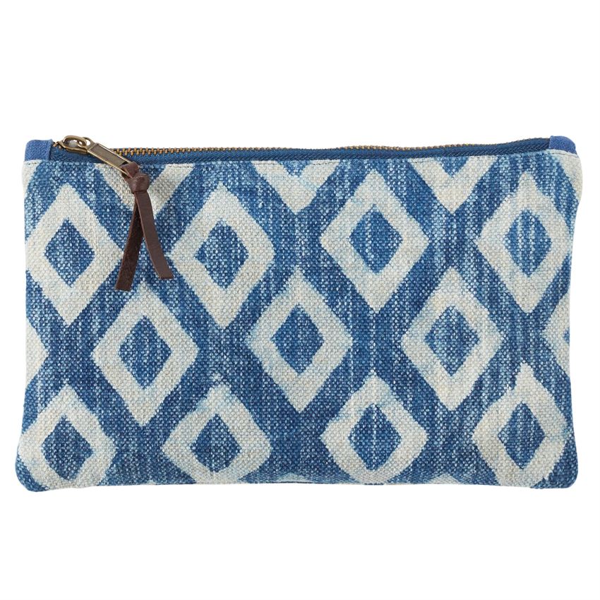 Mud Pie, Gifts - Other,  Mud Pie Dhurrie Cotton Diamond Print Porto Pouch