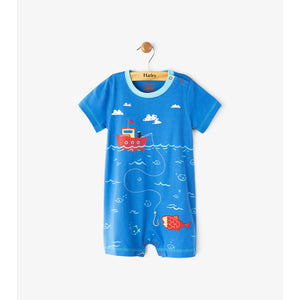 Hatley, Baby Boy Apparel - Rompers,  Hatley Fishing Day Short Sleeve Mini Romper