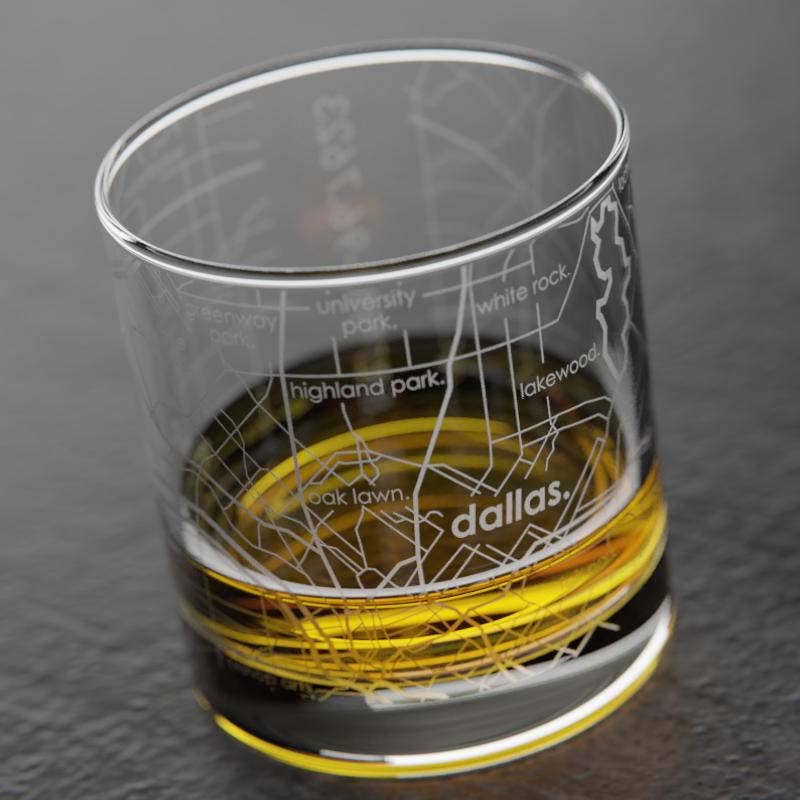 Dallas TX Map Rocks Whiskey Glass - Eden Lifestyle