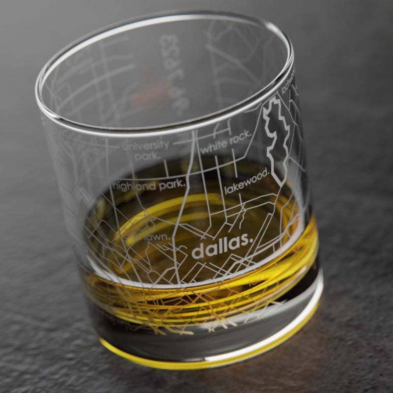 Dallas TX Map Rocks Whiskey Glass - Eden Lifestyle