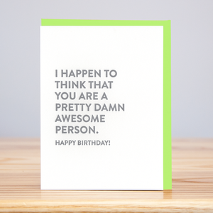 Damn Awesome Person Birthday (Letterpress) Greeting Card - Eden Lifestyle
