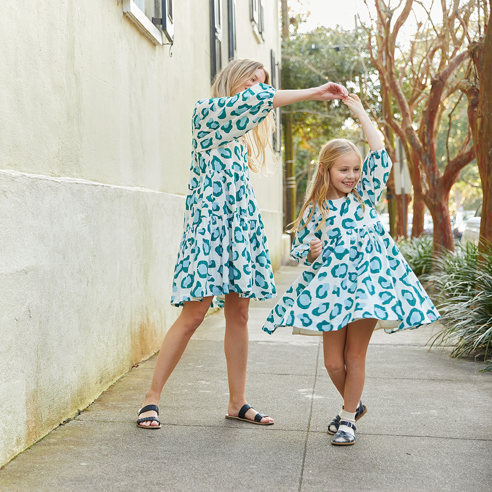 Pink Chicken Danielle Dress - Sage Leopard - Eden Lifestyle