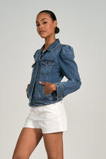 Denim Puff Sleeve Jacket - Eden Lifestyle