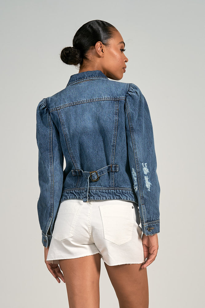 Denim Puff Sleeve Jacket - Eden Lifestyle
