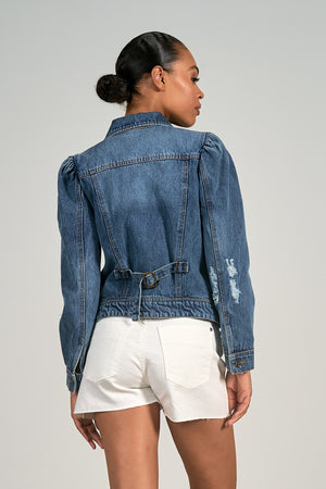 Denim Puff Sleeve Jacket - Eden Lifestyle