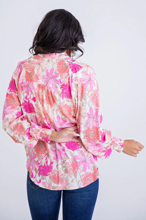 Floral VNeck Smocked Top - Eden Lifestyle