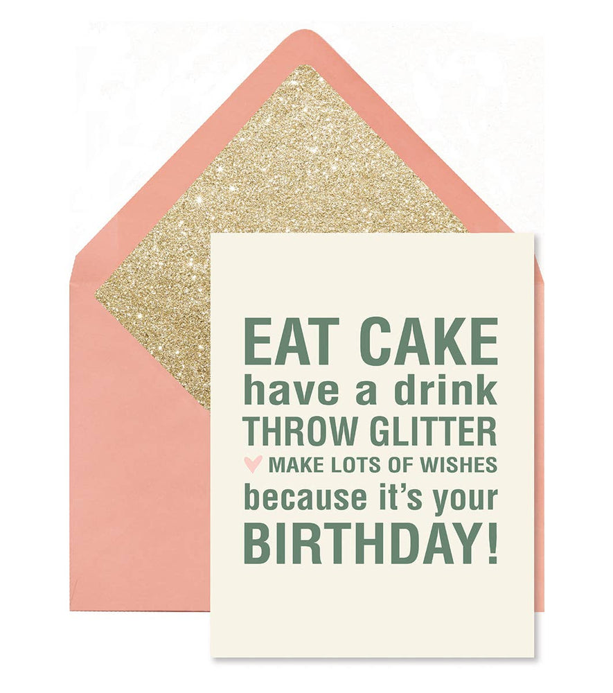 Eden Lifestyle Boutique, Gifts - Greeting Cards,  Eat Cake Throw Glitter Card