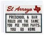 El Arroyo Bar Rules Card - Eden Lifestyle