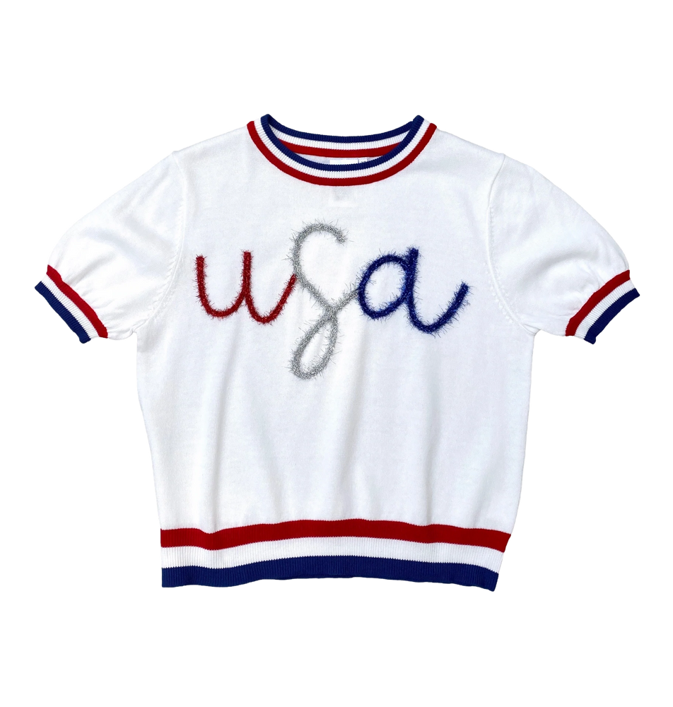 USA Glitter Short Sleeve Top - Eden Lifestyle