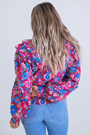 Magenta London Floral Button Top - Eden Lifestyle