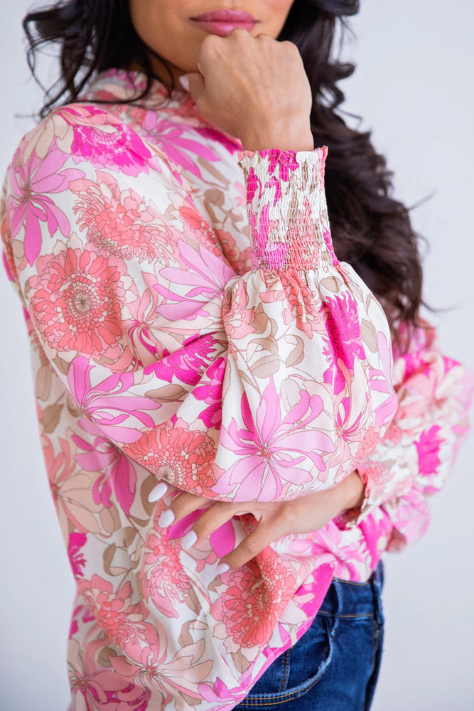 Floral VNeck Smocked Top - Eden Lifestyle