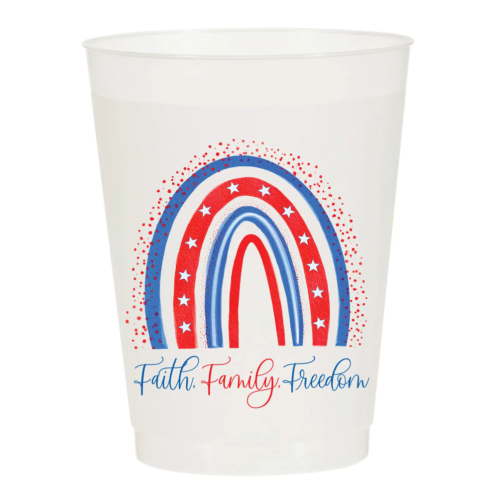 Faith Family Freedom July 4th Watercolor - Cups Set of 10 - Eden Lifestyle