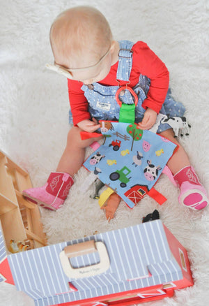 Farm Crinkle Tag Square 8x8 Baby Teach at Home Toy - Eden Lifestyle