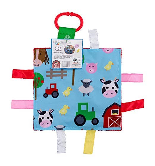 Farm Crinkle Tag Square 8x8 Baby Teach at Home Toy - Eden Lifestyle