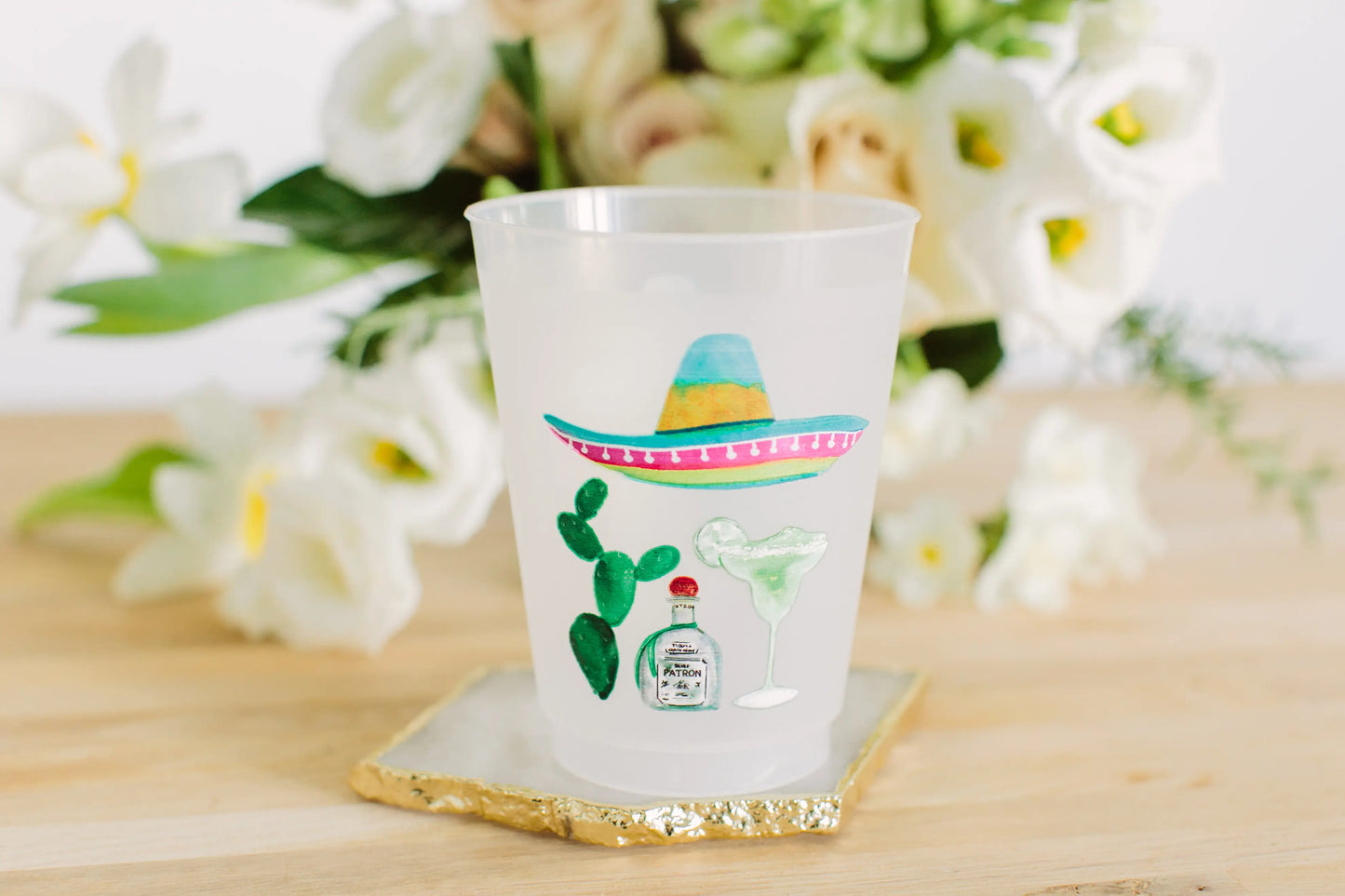 Fiesta Margarita Patron Watercolor Reusable Cups - Set of 10 - Eden Lifestyle