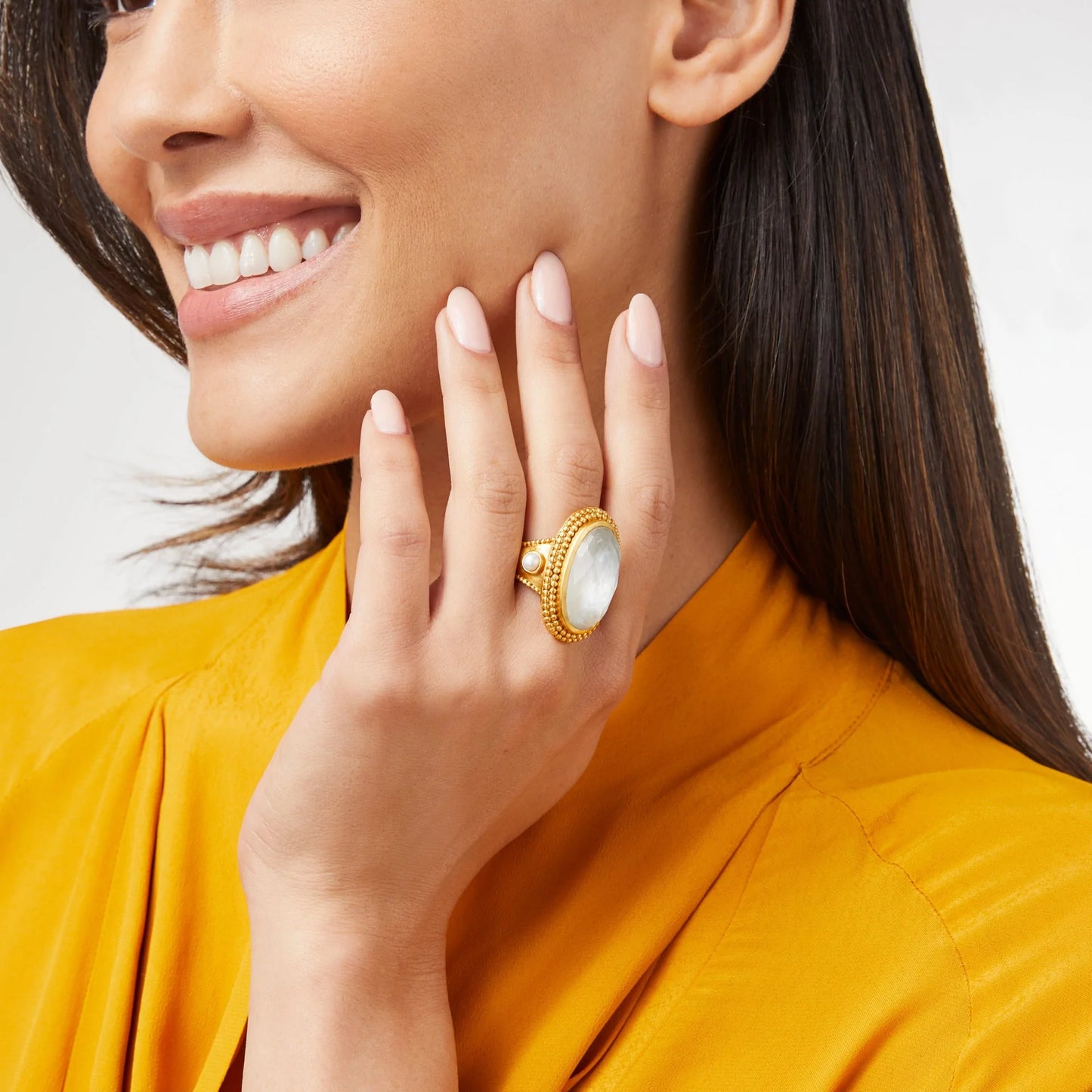 Julie Vos Flora Stone Statement Ring Iridescent Clear - Eden Lifestyle