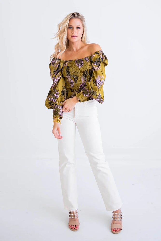 Floral Boho Smock Long Sleeve Top - Eden Lifestyle