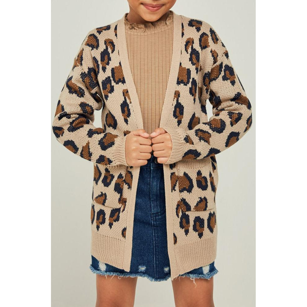 Hayden LA, Girl - Outerwear,  Lucy Leopard Print Cardigan