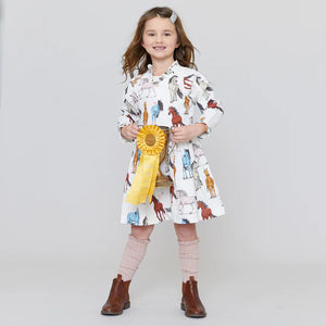 Girls Autumn Dress - Multi Horses - Eden Lifestyle