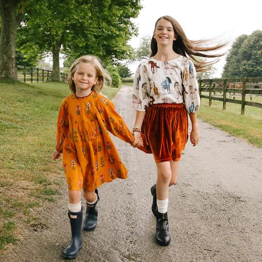 Girls Brayden Dress - Gold Field Floral - Eden Lifestyle