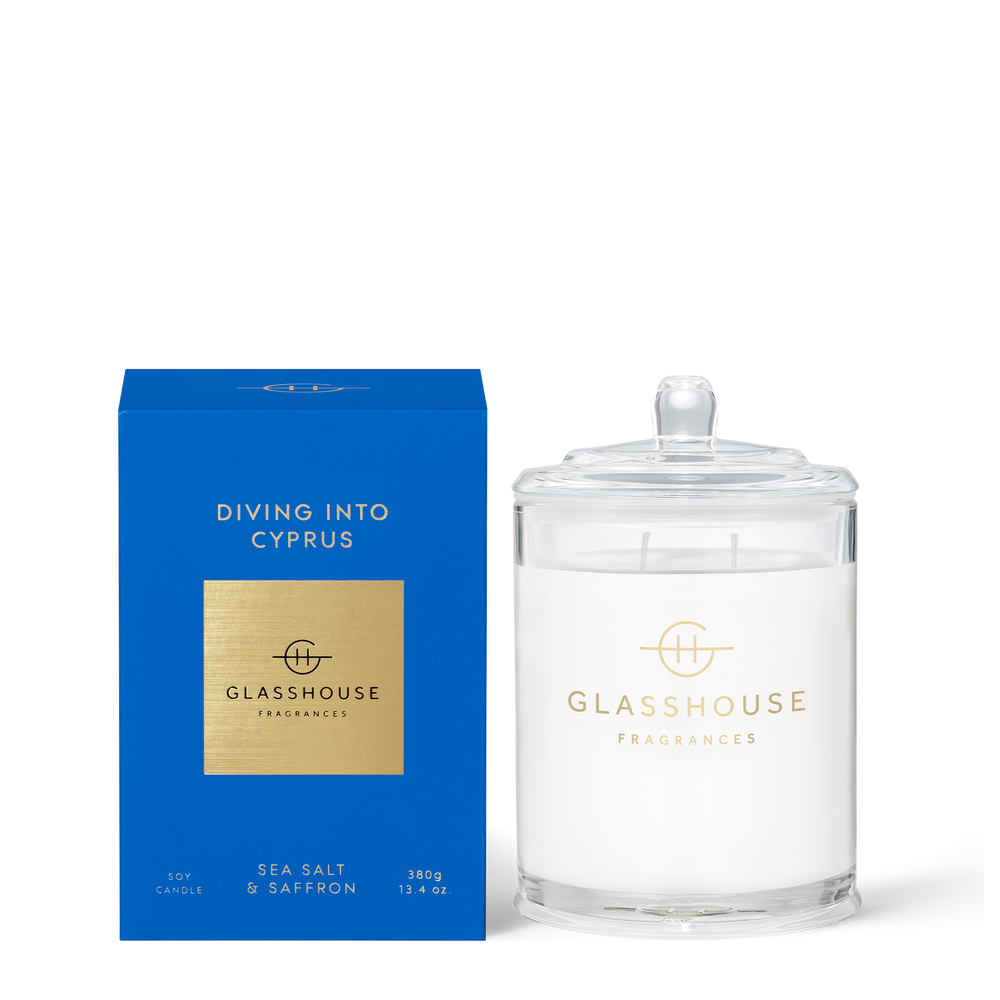 Glasshouse Fragrances - Diving into Cyprus Candle - Eden Lifestyle