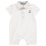 Me & Henry, Baby Boy Apparel - Rompers,  Me & Henry | White Pique Polo Romper