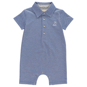 Me & Henry, Baby Boy Apparel - Rompers,  Me & Henry | Blue Pique Polo Romper