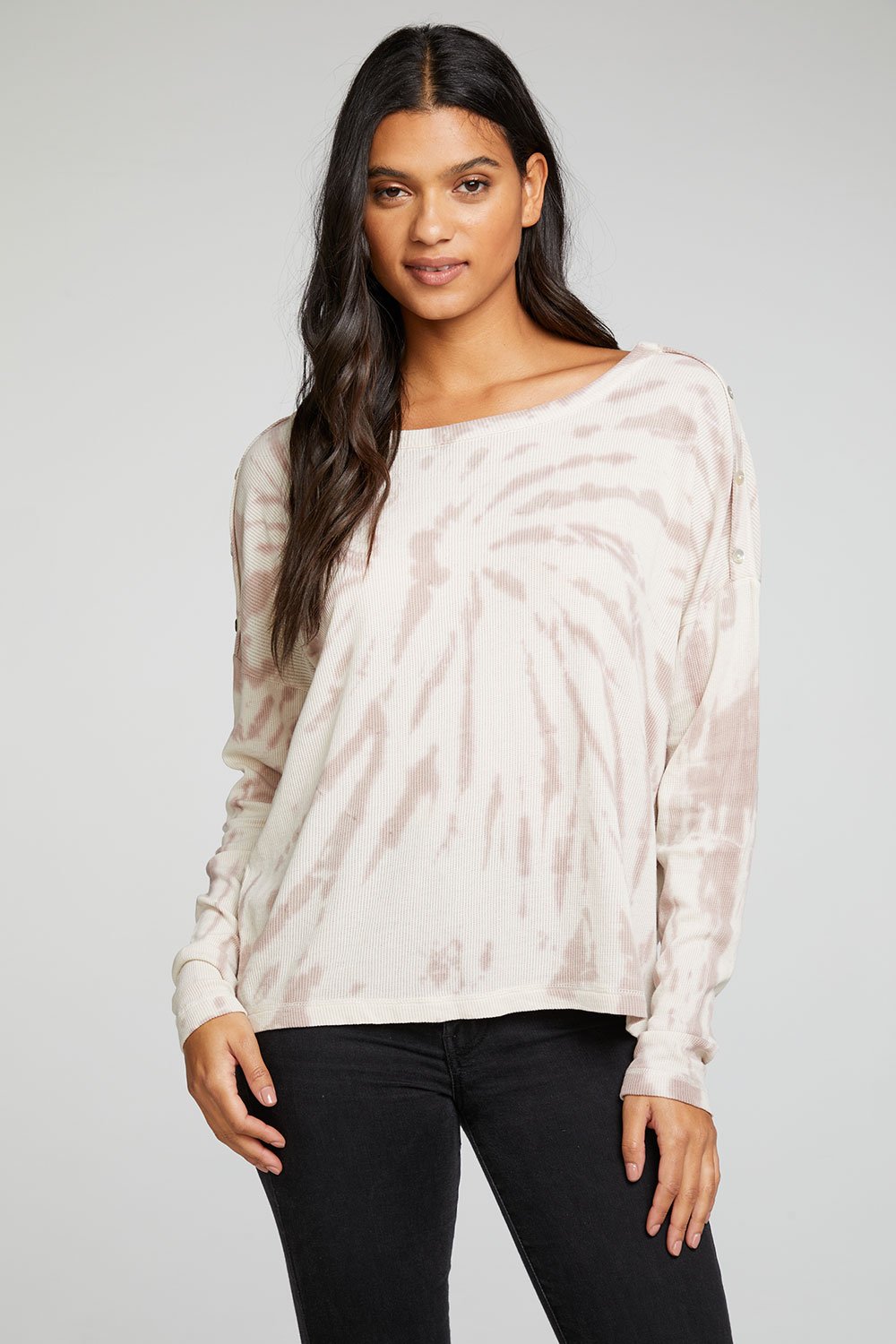 Chaser Heritage Waffle Long Sleeve Snap Drop Shoulder Tee - Eden Lifestyle