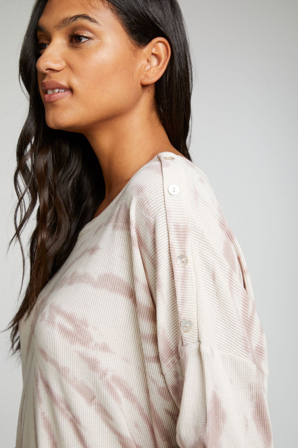 Chaser Heritage Waffle Long Sleeve Snap Drop Shoulder Tee - Eden Lifestyle