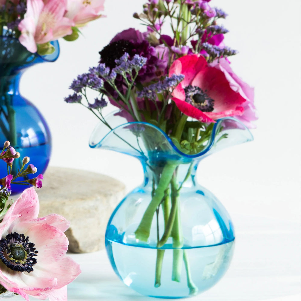 Hibiscus Glass Aqua Bud Vase - Eden Lifestyle