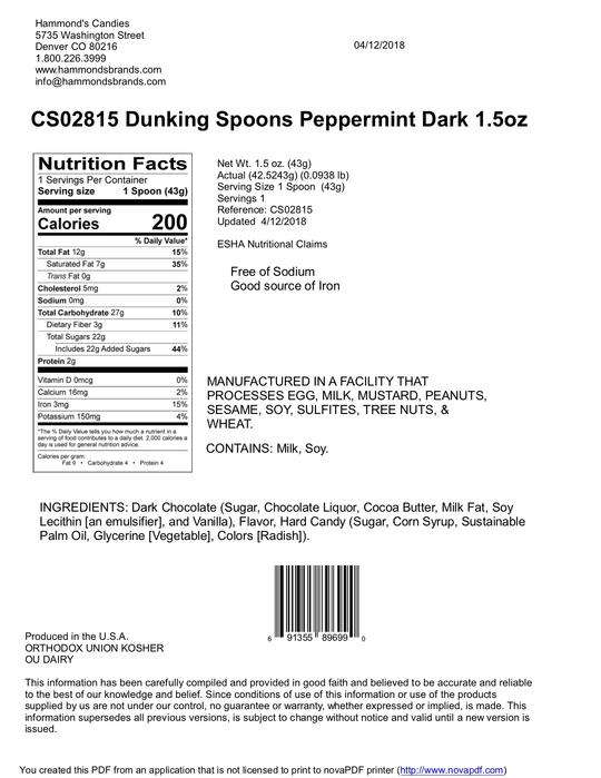 Hammond's, Home - Food & Drink,  Hammond's Dark Chocolate Peppermint Dunking Spoon