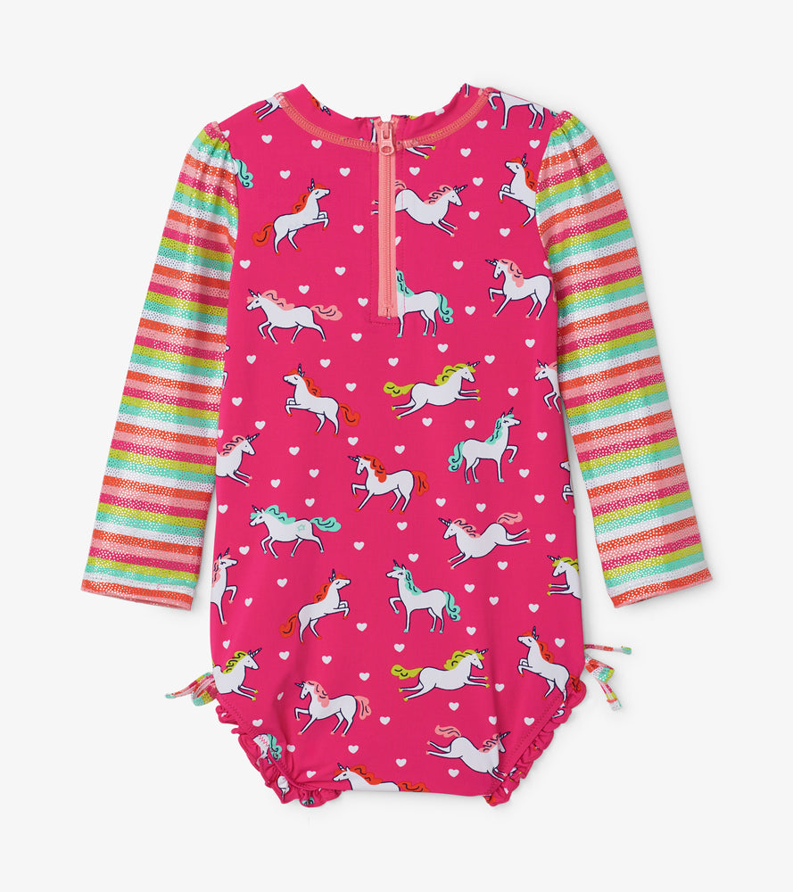Hatley, Baby Girl Apparel - Swimwear,  Hatley Prancing Unicorns Rashguard Swimsuit
