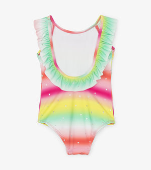 Hatley, Girl - Swimwear,  Hatley Shimmer Rainbow Ruffle Sleeve Swimsuit