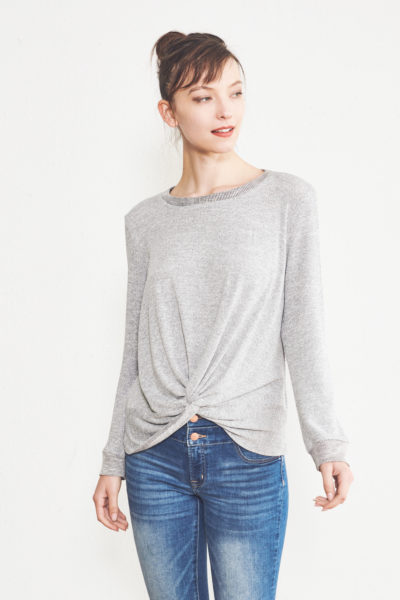 Week&, Women - Shirts & Tops,  Heather Grey Long Sleeve Sweater