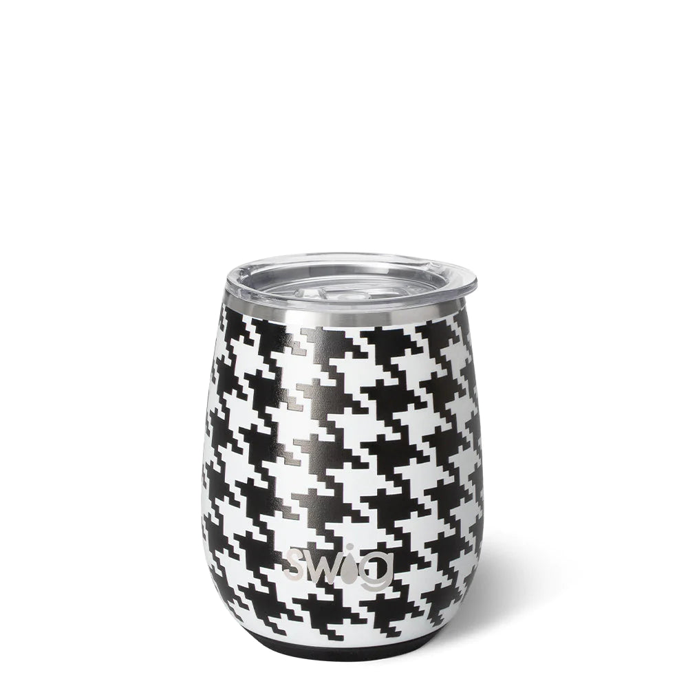 Houndstooth Stemless Wine Cup (14oz) - Eden Lifestyle