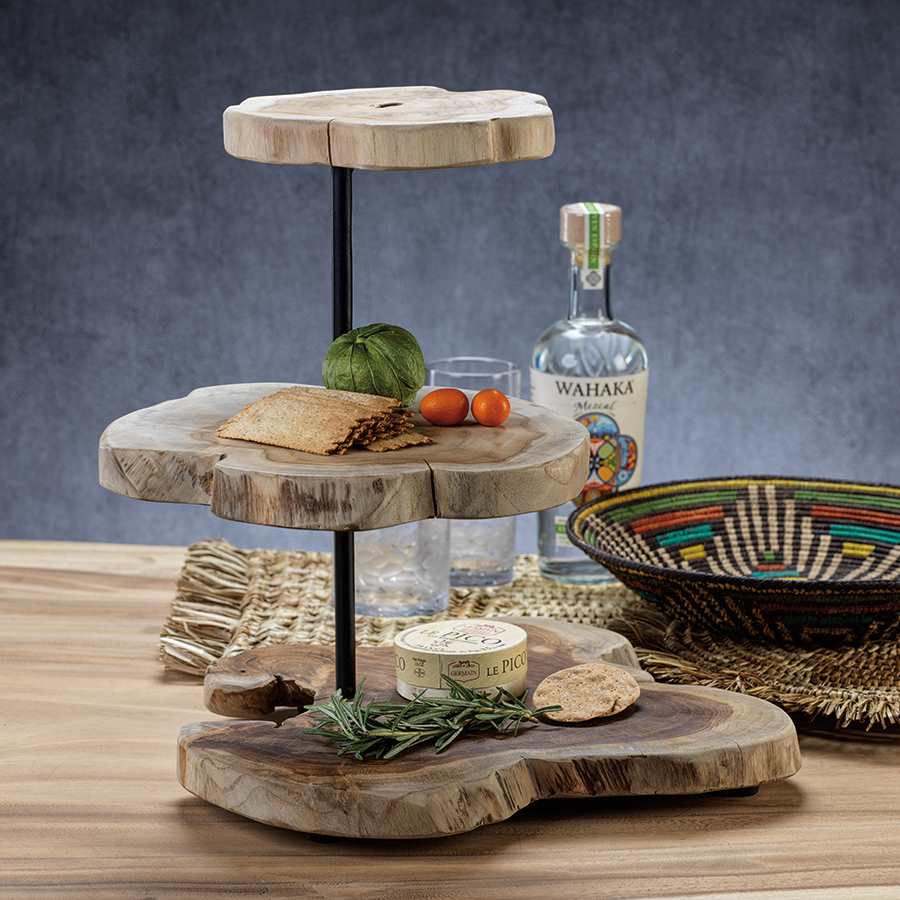 Bali Teak Root Three Level Serving Tray - Eden Lifestyle