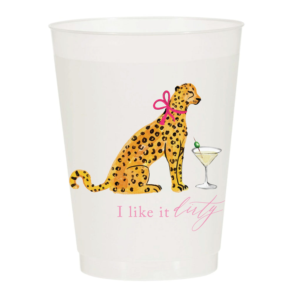 I Like It Dirty Cheetah Watercolor Reusable Cups - Set of 10 - Eden Lifestyle